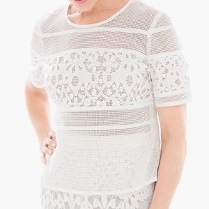 Chico’s Black Label white net cropped blouse